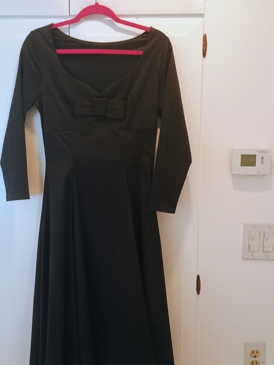 Pinup Couture Dresses & Skirts - Pinup Couture Black Long Sleeve Bow-Accent Women's Dress Retro Vintage Repro